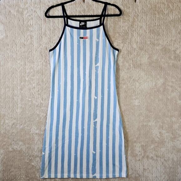 Nike RWD Femme Cami Dress L Stripe Americana Preppy USA Sporty Preppy Y2K Street - Picture 1 of 9